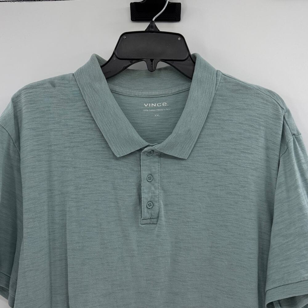 Vince Men's 100% Cotton Short Sleeve Polo Shirt - Washed Green - XXL